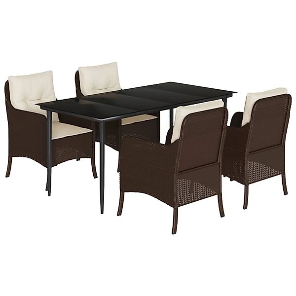 vidaXL 5-Tlg Garten-Essgruppe mit Kissen Braun Poly Rattan 3211937 günstig online kaufen