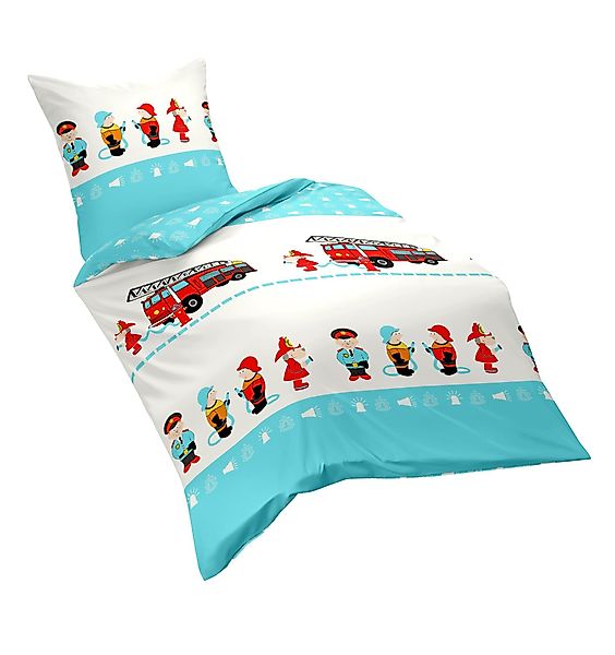 fleuresse Kinderbettwäsche 135x200cm Feuerwehrmänner im Einsatz, günstig online kaufen