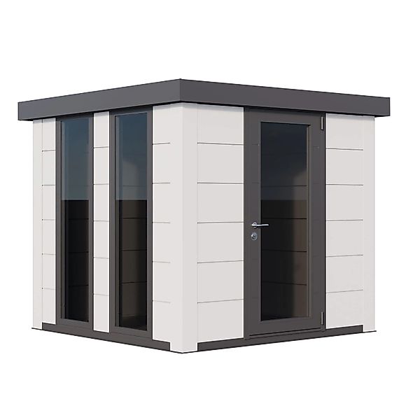 Gerätehaus Luminato 2424 mit Weiße Ecken 238 cm x 238 cm Weiß günstig online kaufen