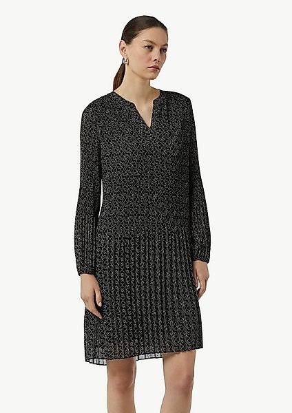 comma Minikleid Kleid Plissiertes Chiffon-Kleid mit V-Ausschnitt günstig online kaufen