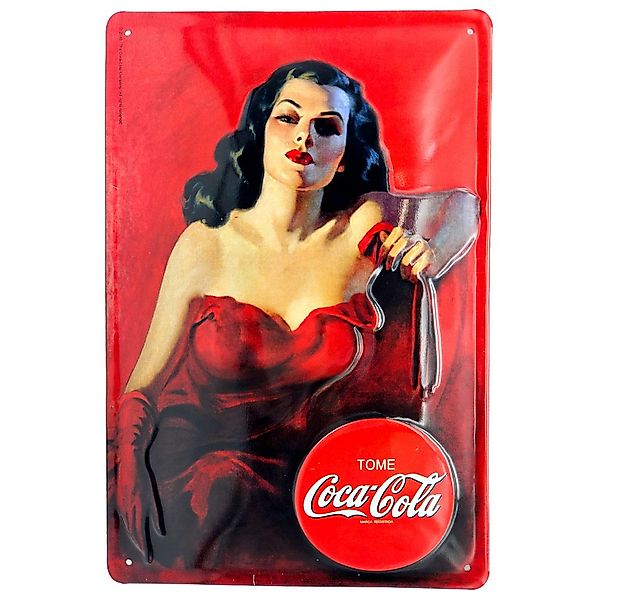 CocaCola Metallbild Blechschild Coca Cola 'Lady in Red' 20cm x 30cm, (1 St) günstig online kaufen