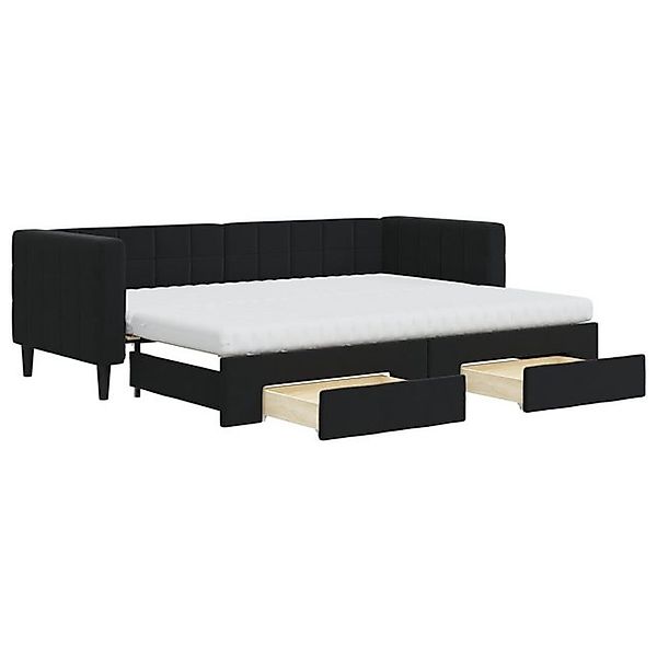 vidaXL Bett, Tagesbett Ausziehbar mit Schubladen Schwarz 80x200 cm Samt günstig online kaufen