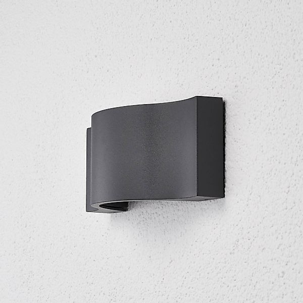 Lucande LED-Wandleuchte Jace, anthrazit, Metall, 28cm, IP54 günstig online kaufen