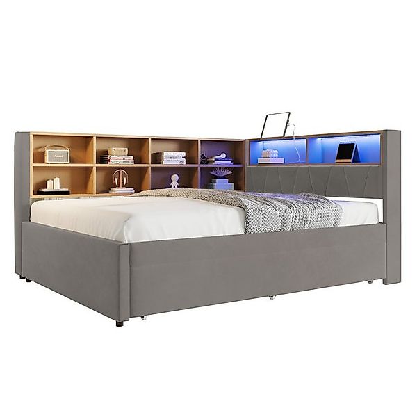 HAUSS SPOLE Schlafsofa 140x200 mit ausziehbett 90x190 mit LED Leuchten und günstig online kaufen