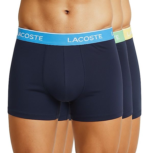 Lacoste 3-er Set Trunks Blau mit mehrfarbigen Webbund günstig online kaufen