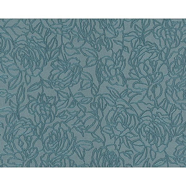 EDEM 9040-28 Blumen Tapete Floral glänzend Blau 1,06 m x 10,05 m 10,65 m2 B günstig online kaufen