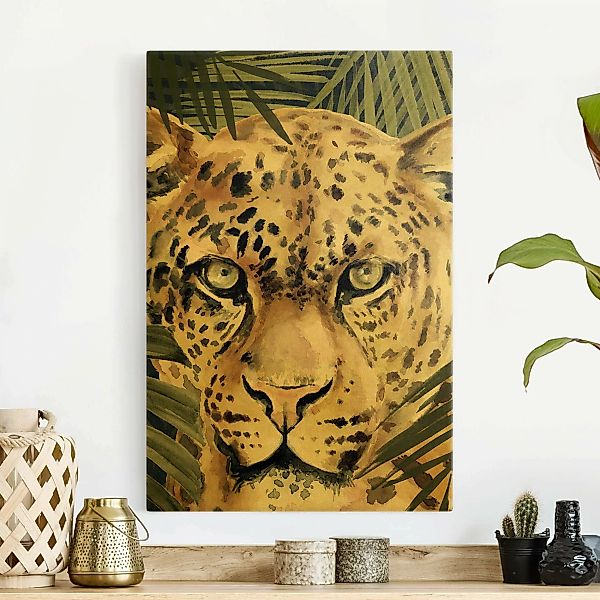 Leinwandbild Gold Leopard im Dschungel günstig online kaufen