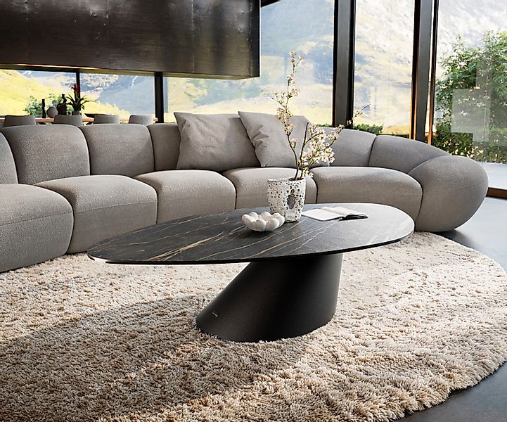 Couchtisch Edge Organisch 140x76 cm Keramik Laminam® Noir Desir Braun Conis günstig online kaufen