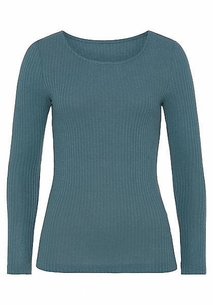 LASCANA Langarmshirt "in modischer Piqué-Optik", aus weicher Qualität mit V günstig online kaufen