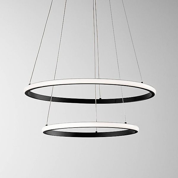 LED-Pendellampe Axis, Ø 60/40 cm, schwarz, Metall, CCT, RGB günstig online kaufen