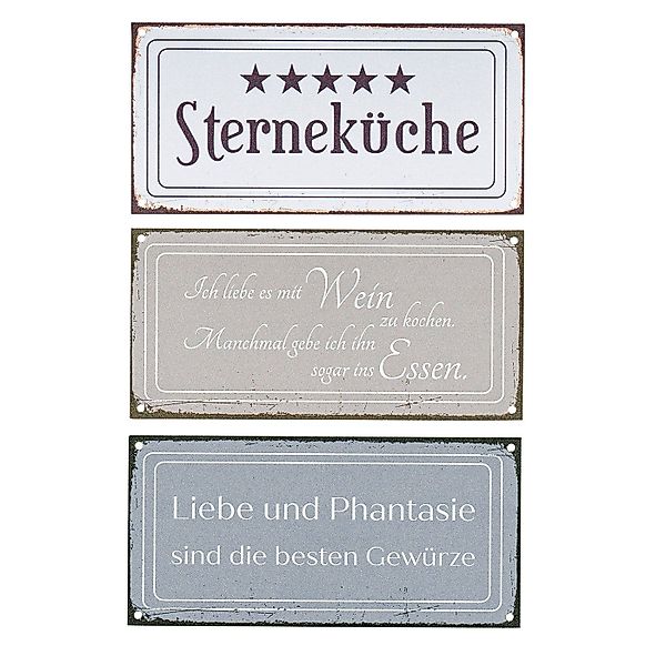 Levandeo® Metallbild, 3er Set Wandbilder 20x10cm günstig online kaufen