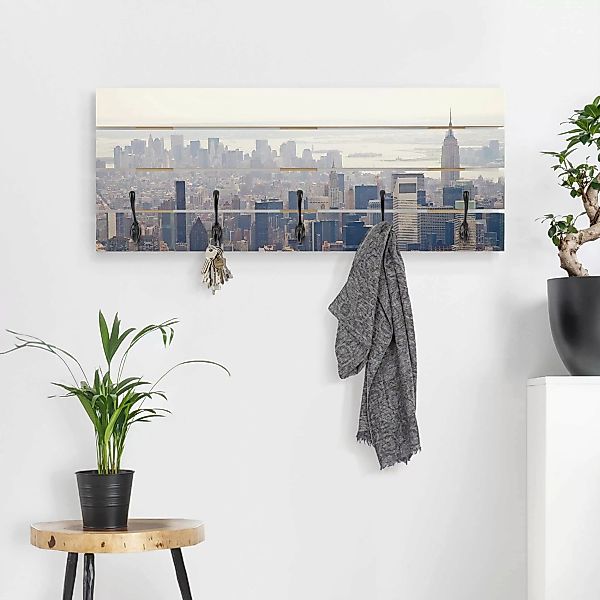 Wandgarderobe Holzpalette Architektur & Skyline Der Morgen in New York günstig online kaufen