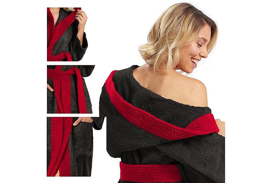 aqua-textil Bademantel Saunamantel Frottee Kapuze für Sie&Ihn Sylt schwarz/ günstig online kaufen