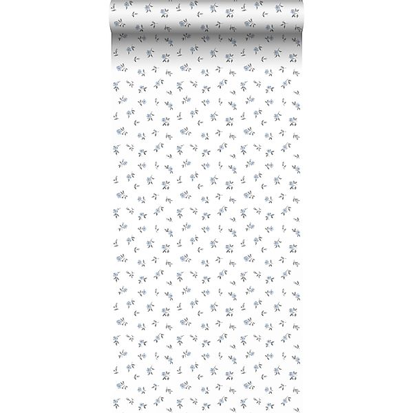 Sanders & Sanders Tapete Blumen Blau 50 x 900 cm günstig online kaufen
