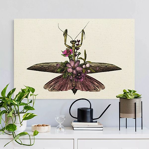 Leinwandbild auf Naturcanvas Illustration florale Mantis günstig online kaufen