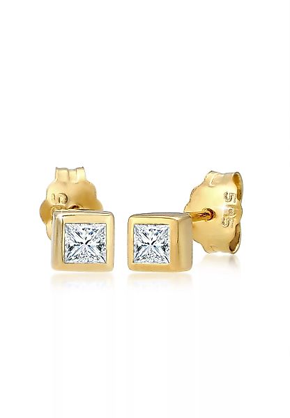Elli DIAMONDS Paar Ohrstecker "Prinzessschliff Diamant (0.2 ct.) 585er Gelb günstig online kaufen