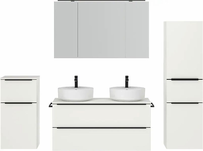 nobilia Badmöbel-Set, (4 St., vormontiert, mit Soft-Close), inkl. Spiegelsc günstig online kaufen