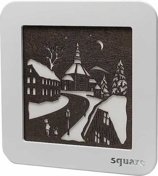 Weigla LED-Bild »Square Wandbild Seiffen, Batterie & Timer, WEIẞ-BRAUN«, (1 günstig online kaufen