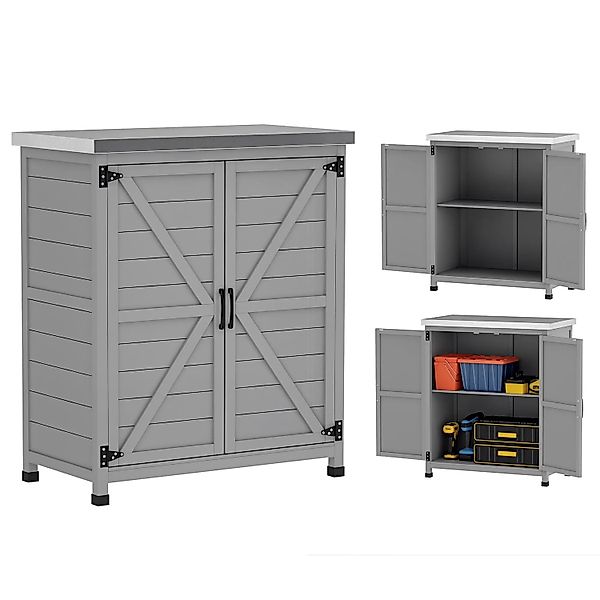 Outsunny Gartenschrank Tannenholz Stahl Grau 79L x 43B x 92H cm günstig online kaufen