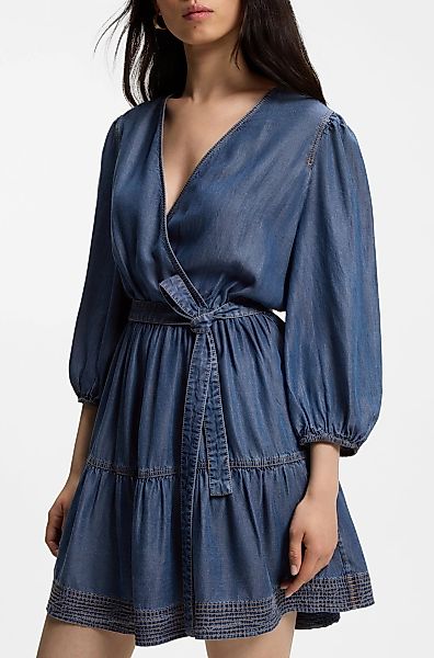 BOSS ORANGE Wickelkleid "Dardy Premium Damenmode" im Denim-Look, Bindegürte günstig online kaufen