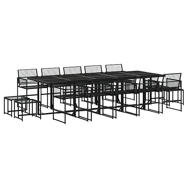 vidaXL 15-tlg Garten-Essgruppe Schwarz Poly Rattan Modell 1 günstig online kaufen
