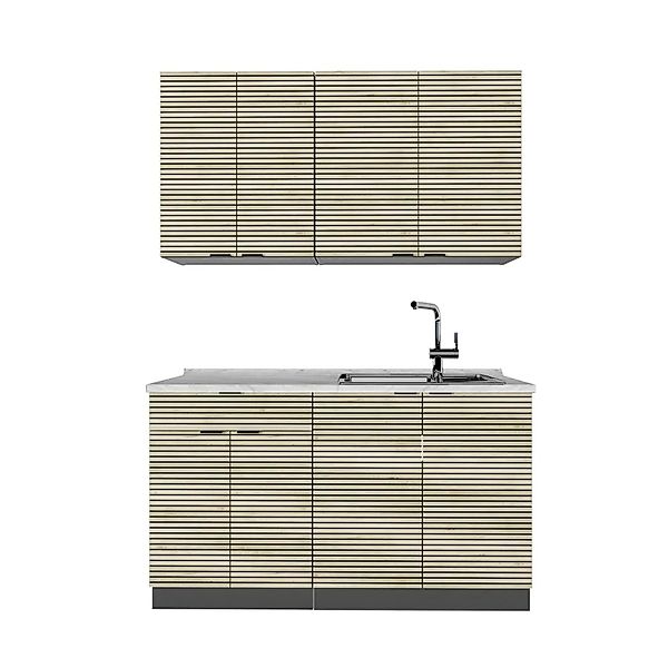 Vicco Fame-Line Singleküche Eiche Paneel/Anthrazit 140 cm AP Marmor ohne E- günstig online kaufen