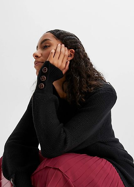 bonprix Longpullover "Longpullover mit Knöpfen" Longpullover mit Knöpfen günstig online kaufen