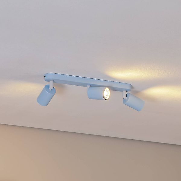 Deckenstrahler Livia, hellblau, 52 cm, 3-flg., Metall, GU10 günstig online kaufen