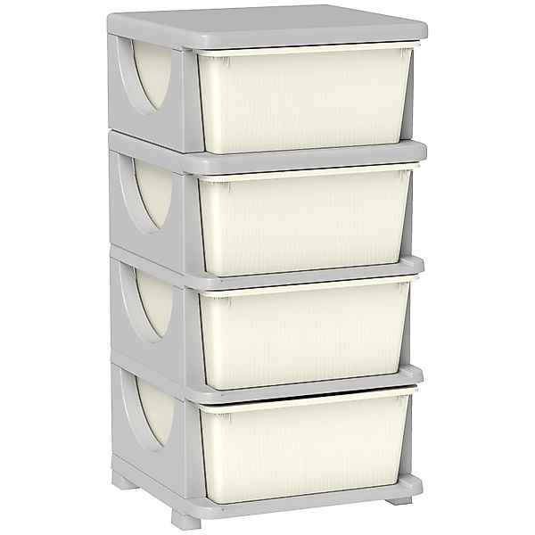 HOMCOM Schubladenschrank  Kunststoff Cremeweiß 37L x 37B x 76H cm günstig online kaufen