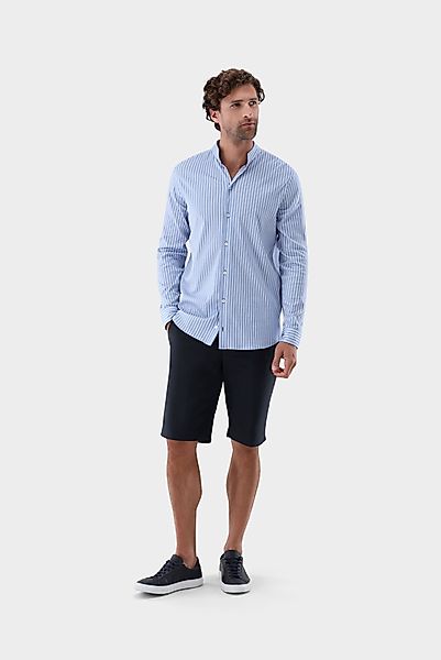 Gestreiftes Jerseyhemd mit Stehkragen aus Schweizer Baumwolle günstig online kaufen