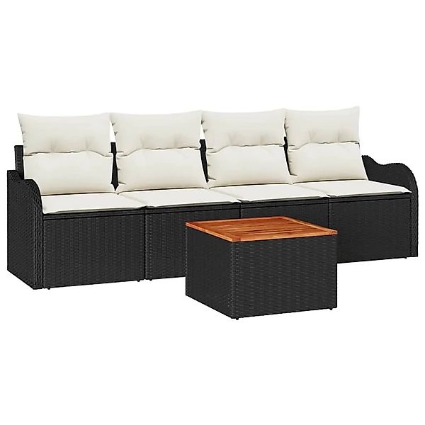 vidaXL Gartensofa-set mit Speicher 5-Tlg Schwarz und Creme Poly-Rattan 3356 günstig online kaufen