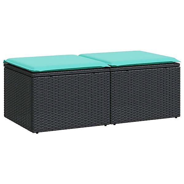 vidaXL 2-Tlg Garten-Sofagarnitur mit Kissen Schwarz Poly Rattan 3328680 günstig online kaufen