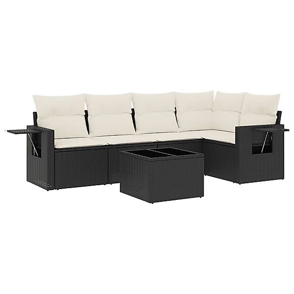 vidaXL 6-Tlg Garten-Sofagarnitur mit Kissen Schwarz Poly Rattan 3252473 günstig online kaufen