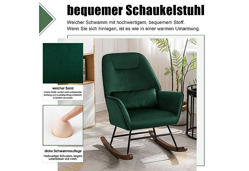 HomeMiYN Schaukelstuhl Schaukelstuhl Wohnzimmer Samt Schaukelsessel Lendenk günstig online kaufen