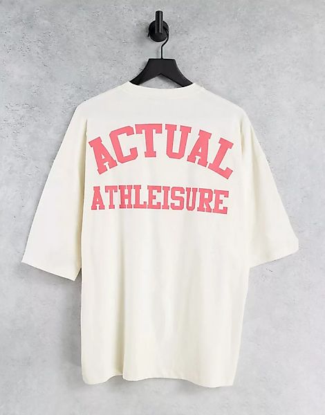 ASOS Actual – Oversize-T-Shirt aus schwerer, gebürsteter Baumwolle in Ecru günstig online kaufen