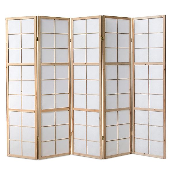 Homestyle4u 5-tlg. Paravent Shoji in Braun 220x175 cm 169 günstig online kaufen