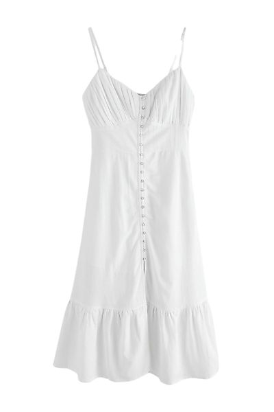 Next Midikleid Durchgeknöpftes Midikleid mit Leinenanteil günstig online kaufen