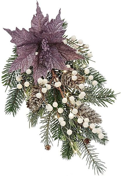 Winterliche Kunstpflanze Gesteck, Poinsettia mit LED Beleuchtung, Weihnacht günstig online kaufen