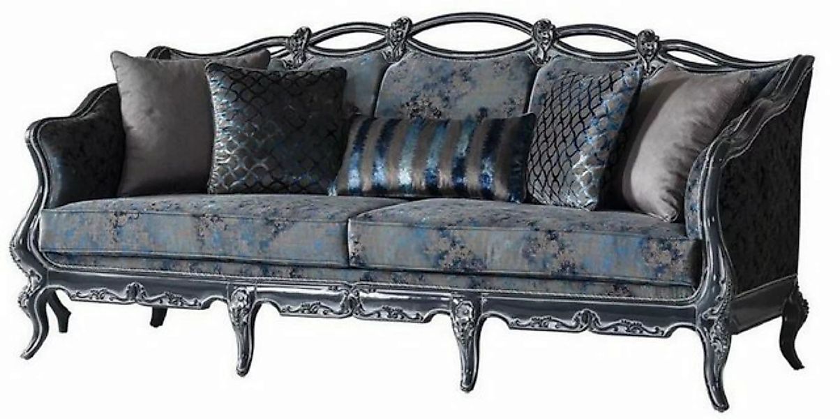 Casa Padrino Sofa Luxus Barock Sofa Grau / Blau / Grau 224 x 103 x H. 110 c günstig online kaufen