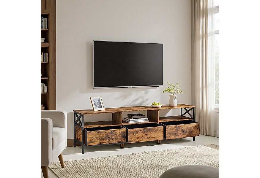 VASAGLE TV-Schrank Fernsehtisch mit 3 Stoffschubladen, reichlich Stauraum günstig online kaufen