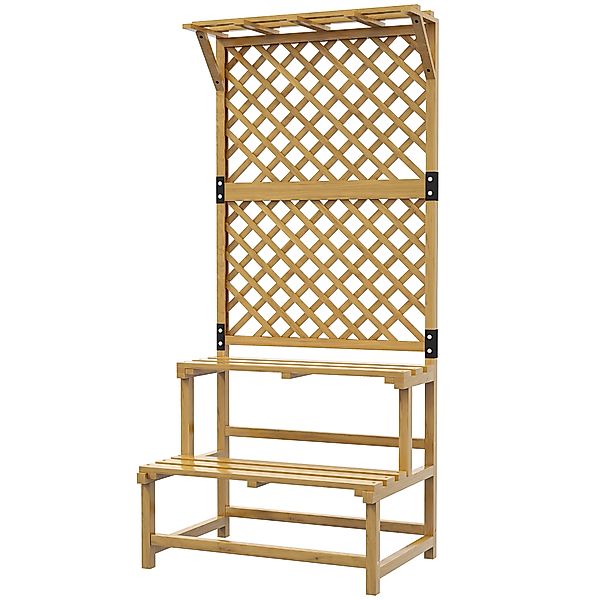 Outsunny Blumentreppe mit Rankhilfe, 2 Stufen, Dach, Pflanzentreppe für Inn günstig online kaufen