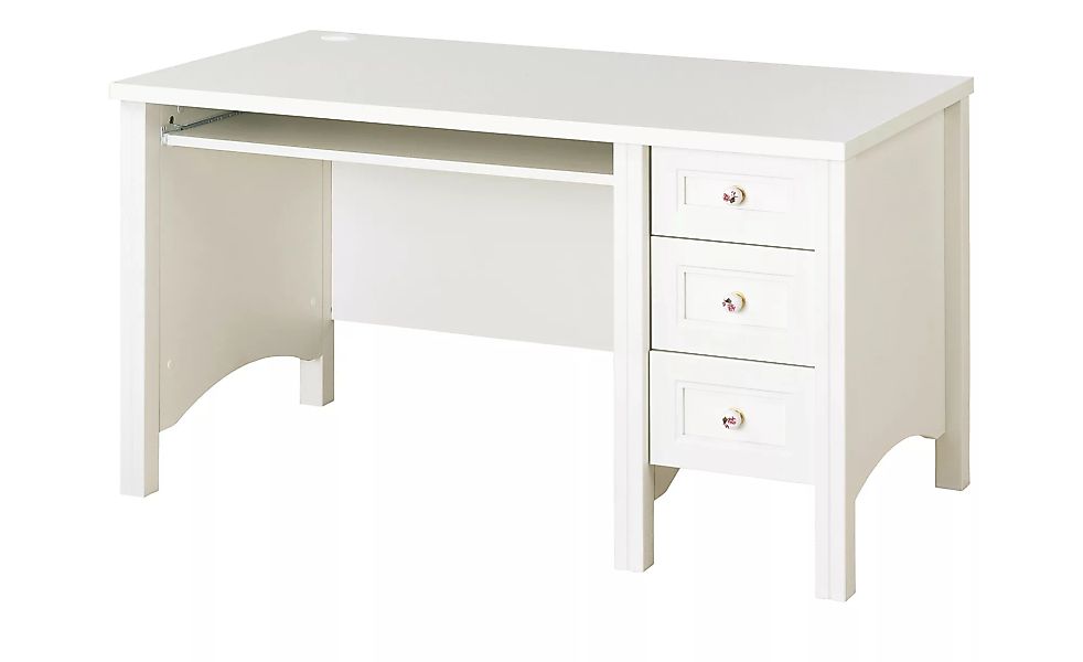 Schreibtlisch weiß Schubladen - weiß - 132 cm - 75 cm - 70 cm - Tische > Bü günstig online kaufen