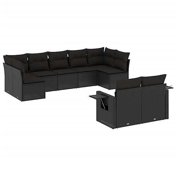 vidaXL 9-Tlg Garten-Sofagarnitur mit Kissen Schwarz Poly Rattan 3220614 günstig online kaufen