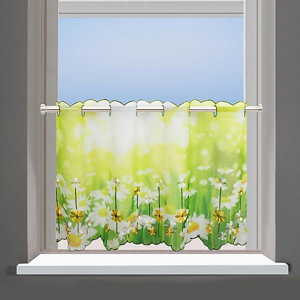 Delindo Lifestyle Scheibengardine "Margeriten" Stangendurchzug 1 Stk. tlg. günstig online kaufen