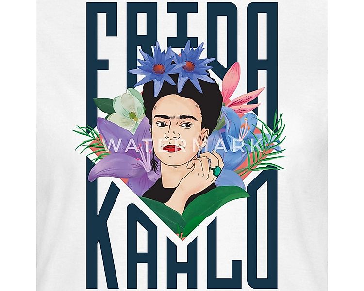 Spreadshirt T-Shirt Frida Kahlo Mit Blumenkranz Portrait Frauen T-Shirt (1- günstig online kaufen