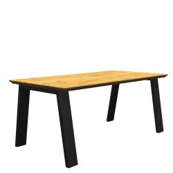 Eichentisch massiv mit Schweizer Kante Metall Vierfußgestell günstig online kaufen