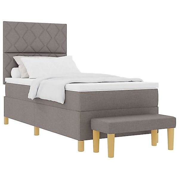 vidaXL Bett Boxspringbett mit Matratze und Bank Taupe 100x200 cm Stoff (2-t günstig online kaufen