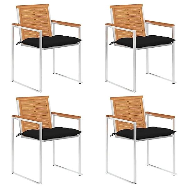 vidaXL Gartenstühle 4 Stk mit Kissen Massivholz Akazie 3078492 günstig online kaufen