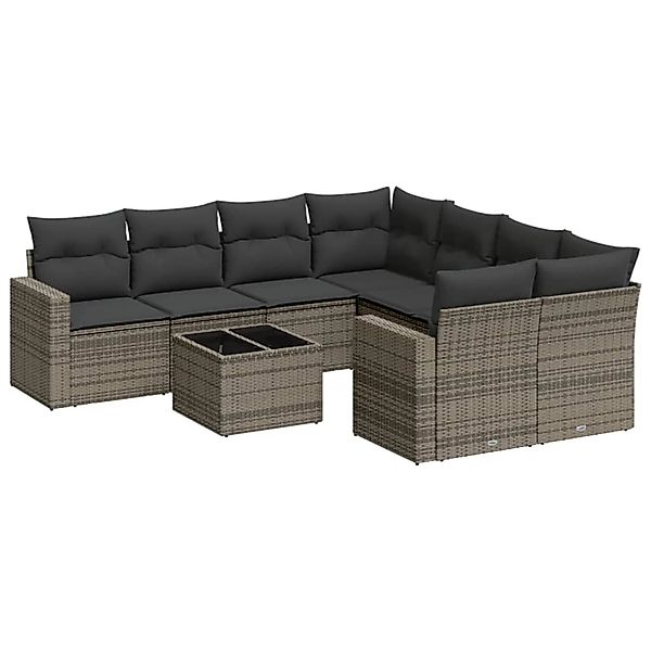 vidaXL 9-tlg Garten-Sofagarnitur mit Kissen Grau Poly Rattan Modell 22 günstig online kaufen