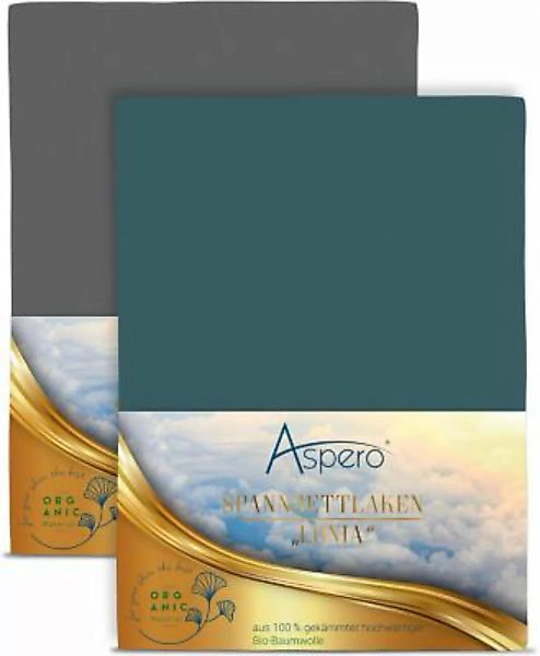Aspero® 2 x Spannbettlaken aus Bio-Baumwolle Bettlaken blau/grau Gr. 160 x günstig online kaufen